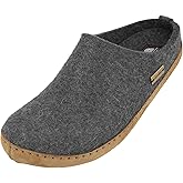 HAFLINGER Unisex Emils Wool Felt Slide Slippers, Grey, 37 EU (6-6.5 US W)
