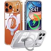 CASEKOO Ultra Magnetic Stand for iPhone 17 Pro Case Clear [Compatible with MagSafe] [16FT Military-Grade Protection] Transparent Slim Phone Ring 17 Pro Phone Cover 6.3 inch, Clear