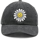 Waldeal Pickleball Hat for Women, Ajustable Embroidered Daisy Washed Denim Baseball Cap