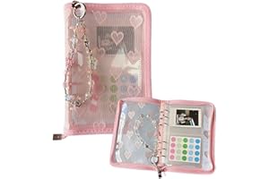 Alpengulen Alpengulen A6 Planner Binder Heart Pattern Lace Photocard Binder Sticker Collecting Book for Journal Scrapbook Notebook Shell with 20 Plastic Sleeves & a Crystal Beaded (Pink)