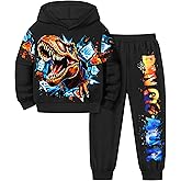 TyeSmo Toddler Boy Clothes Dinosaur Print Hoodies Long Sleeve Toddler Clothes for Boys Tie-Dye T-Rex Sweatpants Outfits 3-7Y