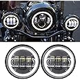 4.5 inch Fog Lights 4 1/2" Led Fog Passing Light Motorcycle Auxiliary Driving Lamp (Black with Halo)
