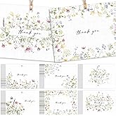 Eaasty 60 Pack Floral Thank You Gift Tags with 60 Twine Strings, 2 x 3 in Watercolor Wild Floral Flower Paper Tags in 6 Designs for Weddings, Bridal & Baby Showers, Birthday Party Favors DIY Crafts