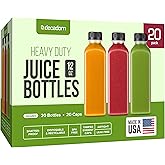 DECADORN 12oz 20pcs Juice Bottles With Caps - MADE IN USA Juice Containers With Lids For Fridge - Juicer Bottles With Tamper Evident Caps, Shatterproof, BPA-Free, Leak proof, Disposable & Recyclable