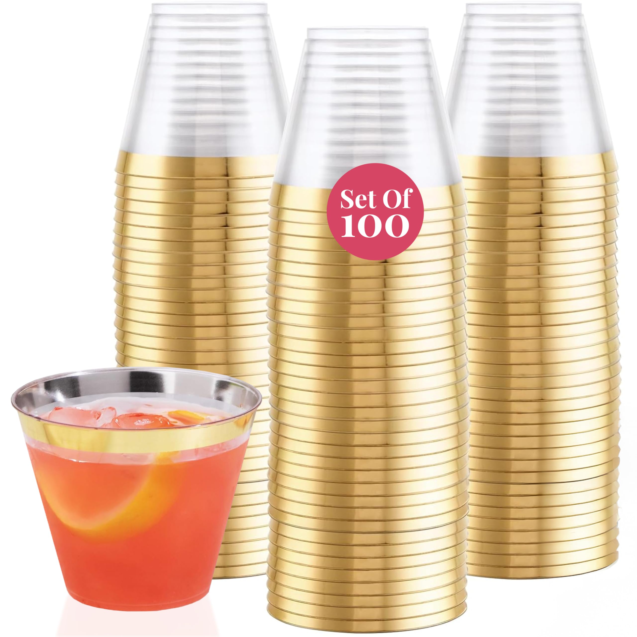 100 Gold Plastic Cups