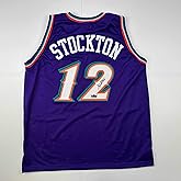 Facsimile Autographed John Stockton Utah Purple Reprint Laser Auto Basketball Jersey Size Men's XL