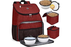 BAGLHER丨Dog Travel Bag, Airline Approved Pet Supplies Backpack, Dog Travel Backpack with 2 Silicone Collapsible Bowls and 2 Food Baskets