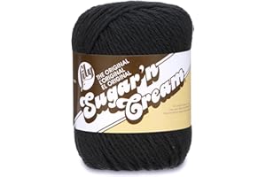 Lily 10200100002 Sugar 'N Cream The Original Solid Yarn, 2.5oz, Medium 4 Gauge, 100% Cotton - Black - Machine Wash & Dry