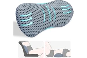 kasney Lumbar Support Pillow, Back Pillow for Low Back Pain Relief, Ergonomic Streamline Car Seat, Office Chair, Recliner and Bed (Gray)