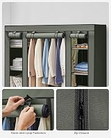 SONGMICS Fabric Wardrobe Portable Closet 12 Compartments 45x150x175 cm Sage view 8