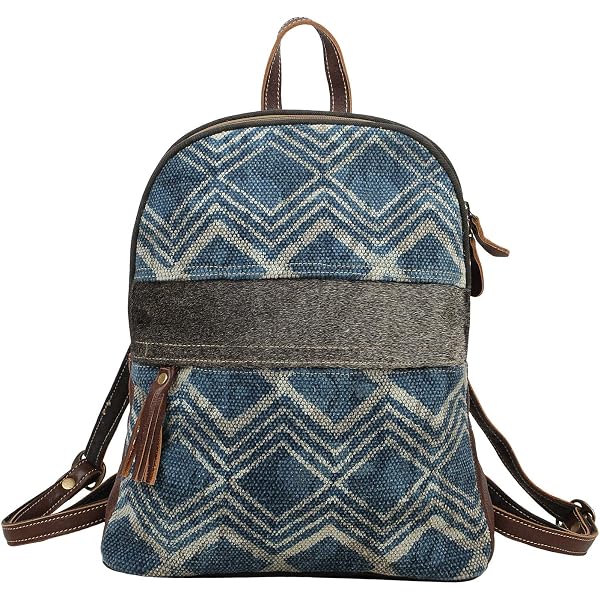 Myra Stella Backpack Bag Upcycled Canvas & Hair-On Cowhide Leather NWOT Amazon.com | Myra Bag Stella Upcycled Canvas & Cowhide  main image 4