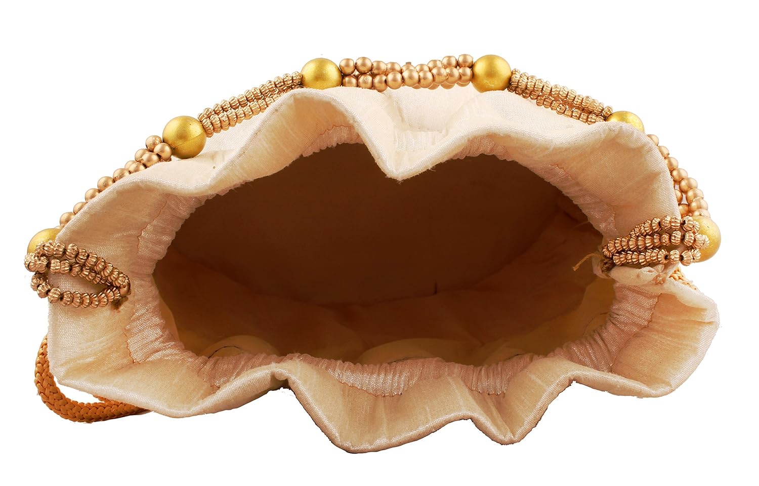 unknown women's potli pouch( off white , golden,bp0004)
