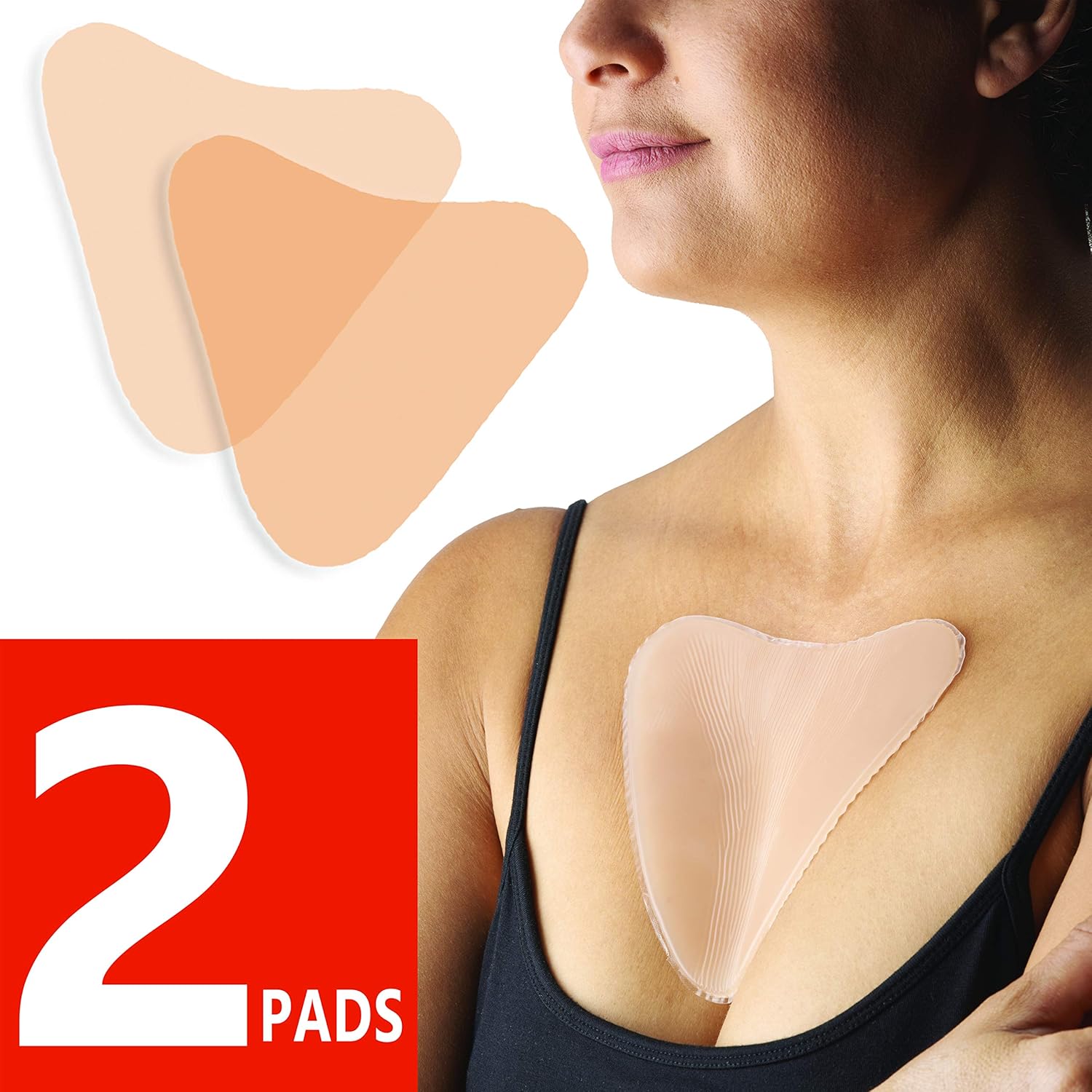 Decollete Anti Wrinkle Chest Pads - Pack of 2 Invisible Chest Pad for Cleavage Wrinkle Prevention - Results from 1st Use. Hypoallergenic Anti-Wrinkles Patch, Reusable Anti-Aging Sticker by DoSensePro