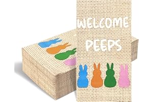 CODOHI 60 Pcs Burlap Printed Easter Welcome Peeps Disposable Bathroom Napkins, Spring Easter Bunny Peeps Guest Towels Hand Towels Paper Napkins for Bathroom Kitchen Camping Cocktail Party 4.3 x 7.8 inch
