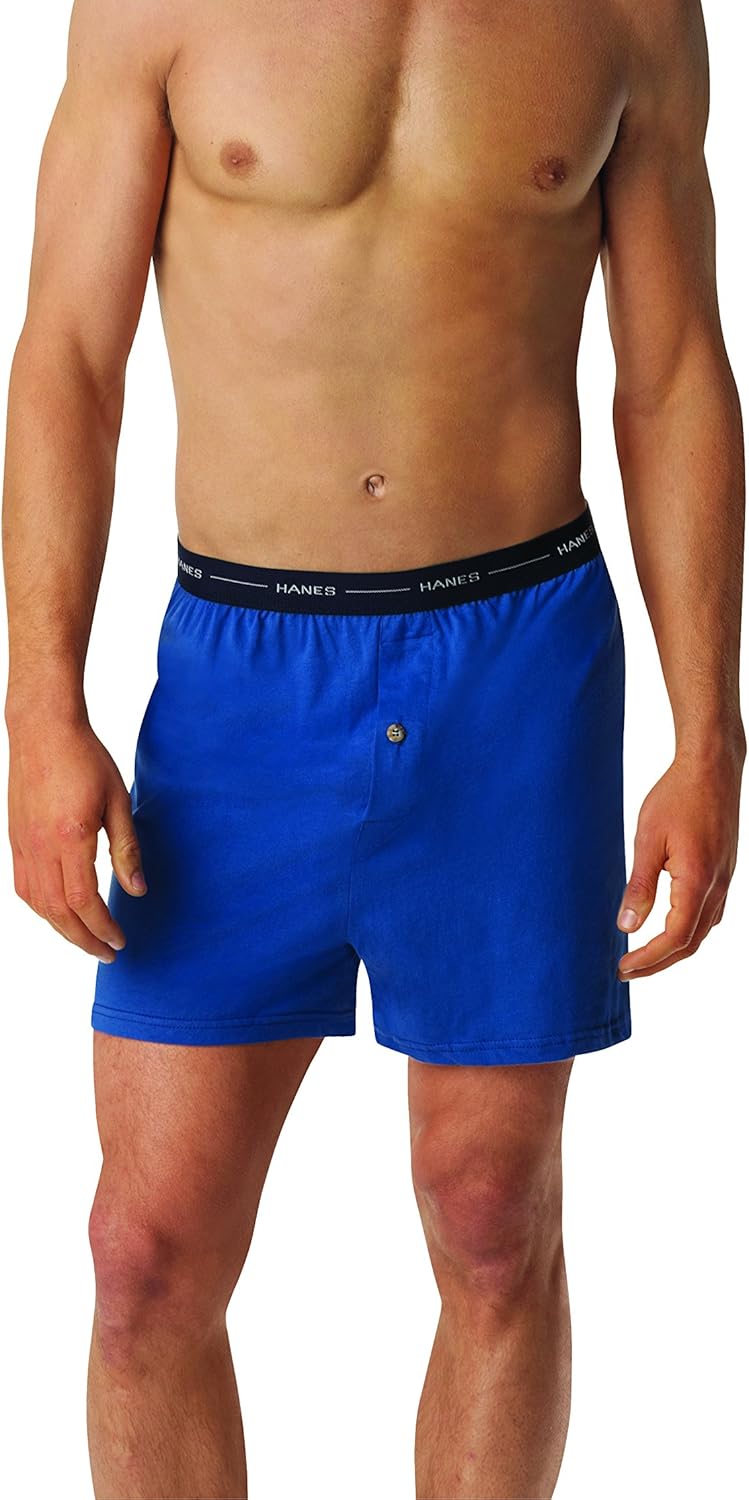 Hanes Men's 5-Pack Exposed Waistband Knit Boxers at  Men’s Clothing store