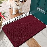 OLANLY Dog Door Mat for Muddy Paws 24x16, Absorbs Moisture and Dirt, Absorbent Non-Slip Washable Doormat, Quick Dry Chenille Mud Mat for Dogs, Entry Indoor Entryway Carpet for Inside Floor, Burgundy