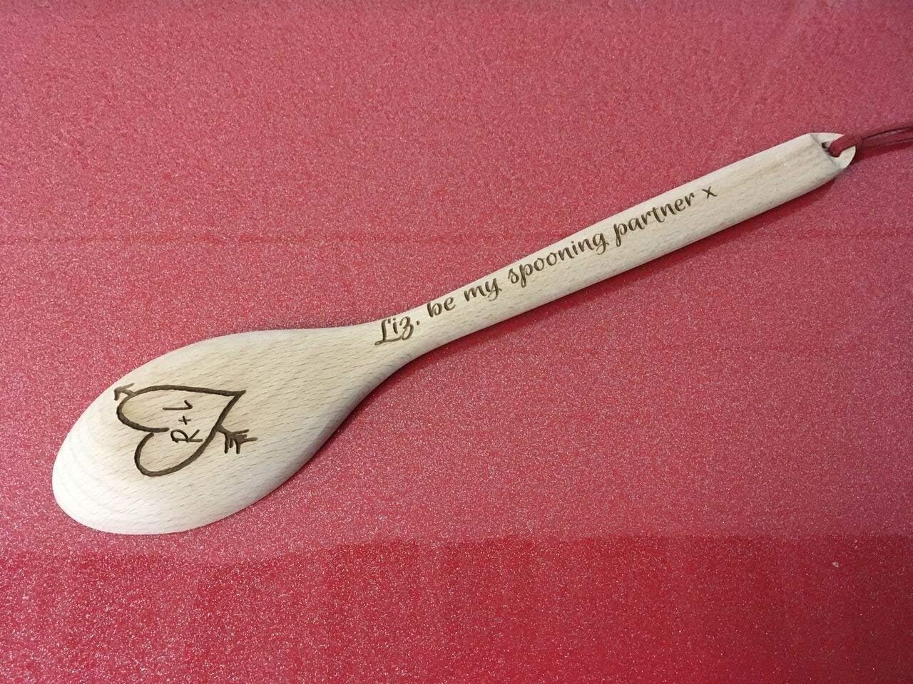 Personalised Engraved Wooden Spoon Valentines Gift Spooning Partner
