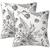 Naqiuli Throw Pillow Covers French Grey Botanical Pillow Covers 20x20 Inch Set of 2 Throw Pillows Decorative Pillow Cases Cushion Covers for Bedroom Livingroom Sofa Farm House
