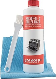 Maxxi Clean Backofenreiniger 500-ml Gel Paste inkl. Backofen- und Grillreiniger Pinsel | löst hartnäckigste Verkrustungen, reinigt selbsttätig - ohne aufheizen - ohne Gerüche + Bonus Antibac Fleece