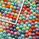 BERMRO 10mm Acrylic Beads - 400pcs Assorted Round Bubble Beads for DIY Craft Jewelry Making (Macaron Color)