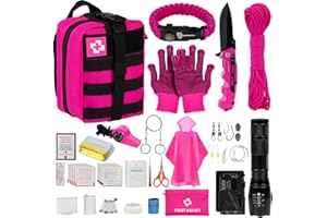 VIOVIEW Emergency Survival Kit and First Aid Kit, Self Defense Kit Safety Kit, Survival Gear and Equipment with Tactical Molle Pouch and Emergency Tent, Outdoor Adventure, Hiking, Hunting, Gifts for Men Women