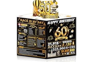 OLOSONG 60th Birthday Cards for Women Men, 3D Pop Up 60th Birthday Decorations for Grandma Mom Dad, Funny 60 Year Old Birthda