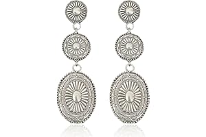 ULLKEL Western Earrings for Women Vintage Concho Jewelry Country Concert Accessories Cowgirl Chic Turquoise Drop Earrings Western Outfit Statement Earring Rodeo Gift