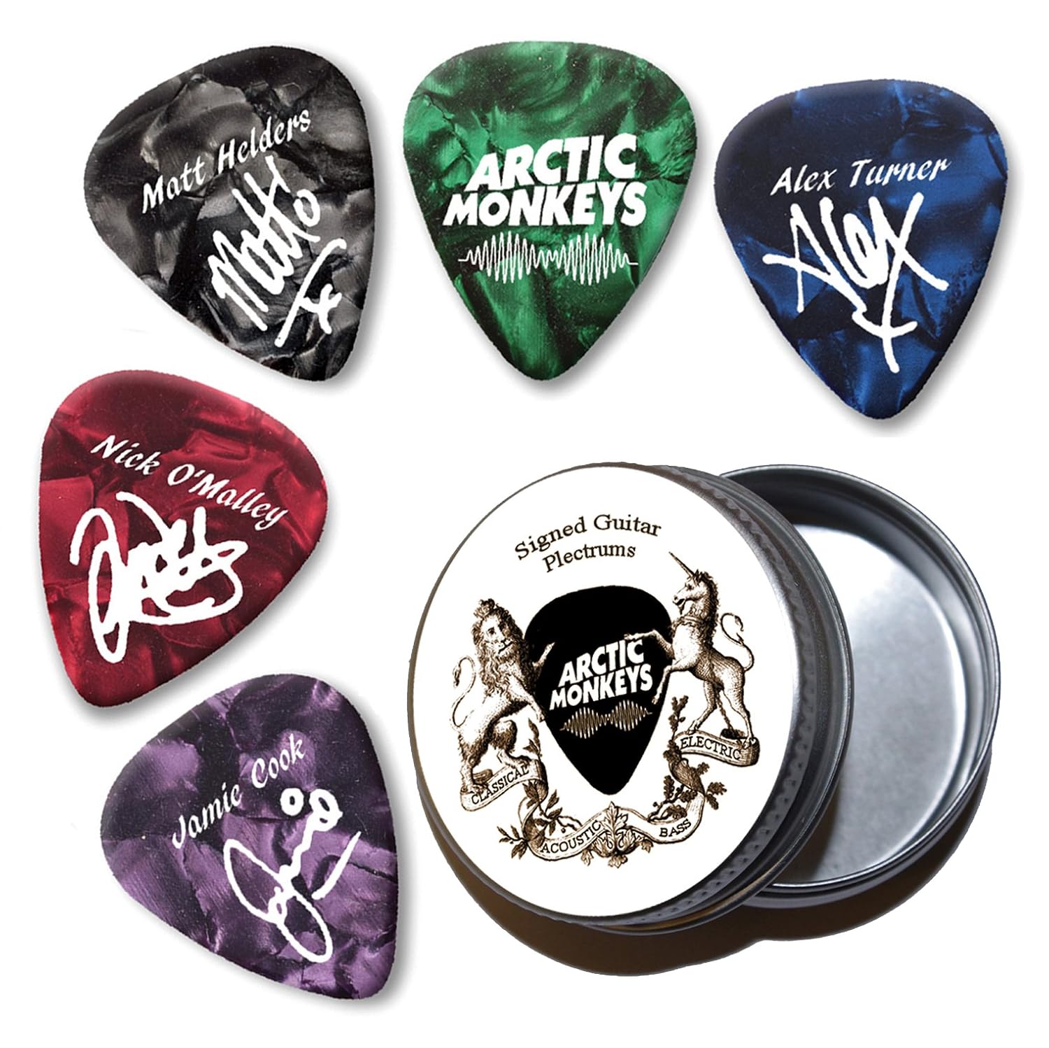 Arctic Monkeys Pearl Púas de guitarra con estaño Tin HP Accesorios Bajos y  accesorios futakuchi-hakata.com