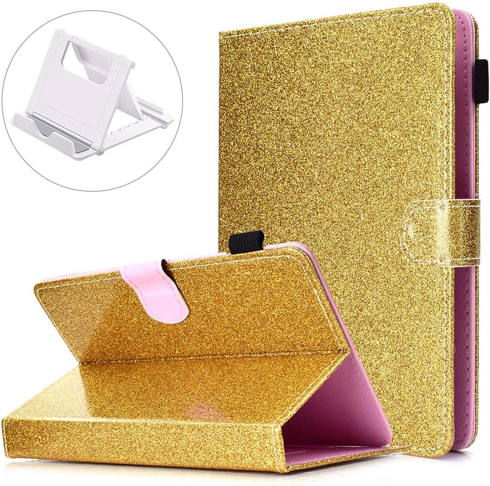 Yobby Compatible with Samsung Galaxy Tab S6 10.5 T860/T865 Case,Glitter Gold Sparkly Lightweight Leather Flip Stand Smart Protective Cover with Pen Holder Auto Sleep/Wake Function