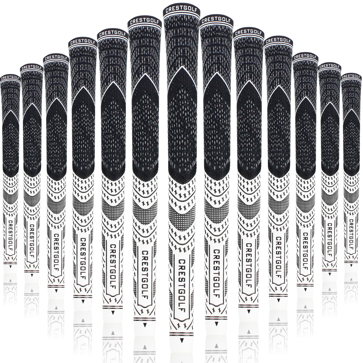 CRESTGOLF Updated Multi-Compound Golf Grips for Golf Clubs Set of 13,More Anti-Slip, Ecological Cotton Yarn Thread Technology, Midsize or standard size for you (Mid Size, White)