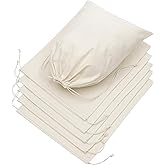 DR 100% Cotton Muslin Drawstring Bags (12x16 Inch - 6-Pack) Large Beige Fabric Cotton Shoe Bag and Storage Pouches for Shoes Storage Pantry Gifts Laundry Travel