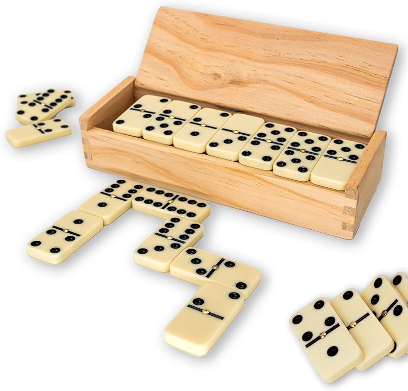 Luptons Traditional Dominoes Set Double Six Wooden Case Kids Adults Board Game