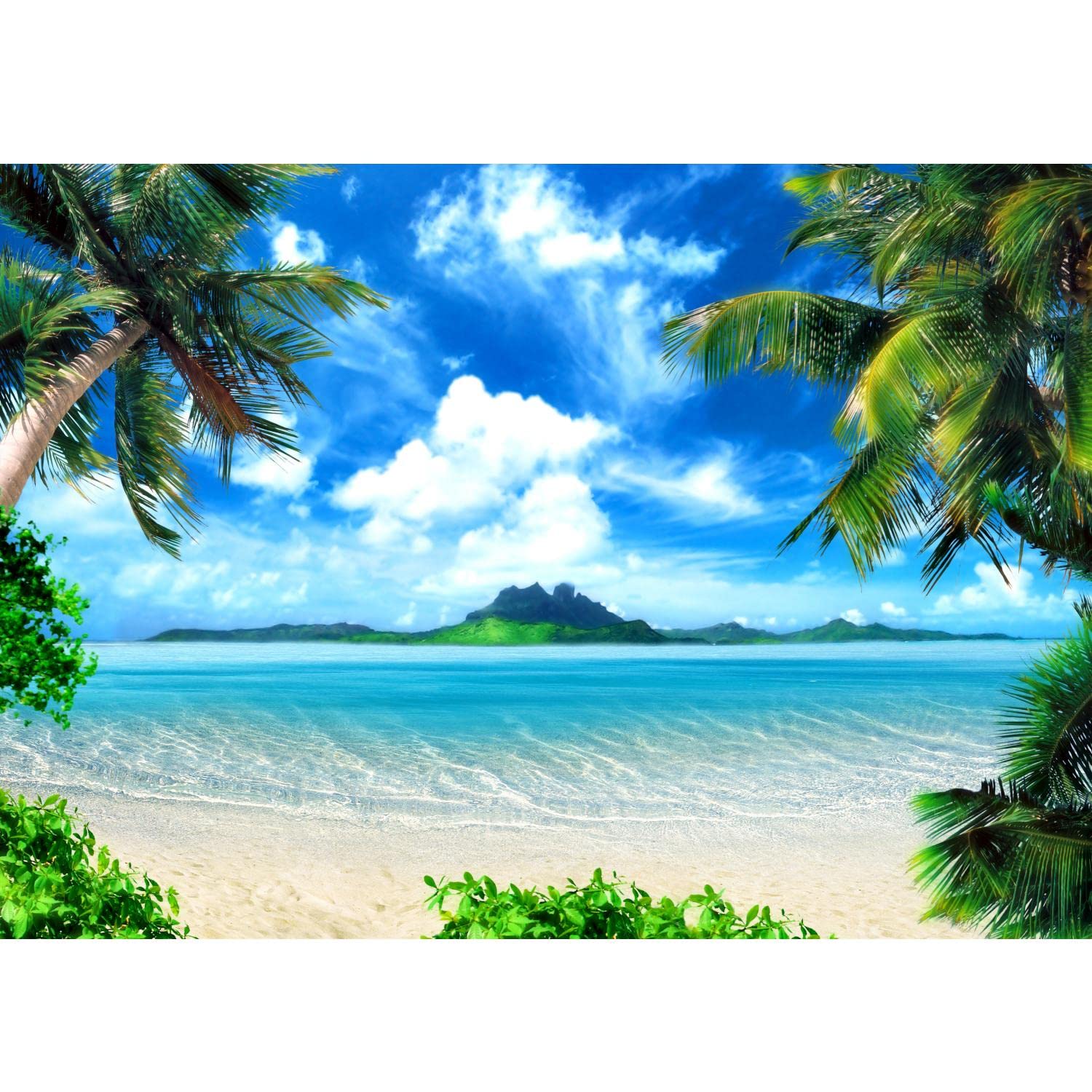 Runa Art Wallpaper 396 x 280 cm Beach and sea Non-Woven Decoration Print Wall Mural Living Room - Made in Germany - Green Blue 9004012a