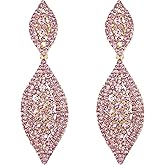 Flyonce Women's Rhinestone Crystal Wedding Bridal 2 Leaf Drop Dangle Chandelier Earrings