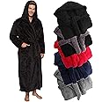 Ross Michaels Mens Luxury Robe Hooded Big and Tall - Long Plush Fleece Bath Robe with Hood and Pockets- Gift Men and Teens