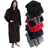 Ross Michaels Mens Luxury Robe Hooded Big and Tall - Long Plush Fleece Bath Robe with Hood and Pockets- Gift Men and Teens
