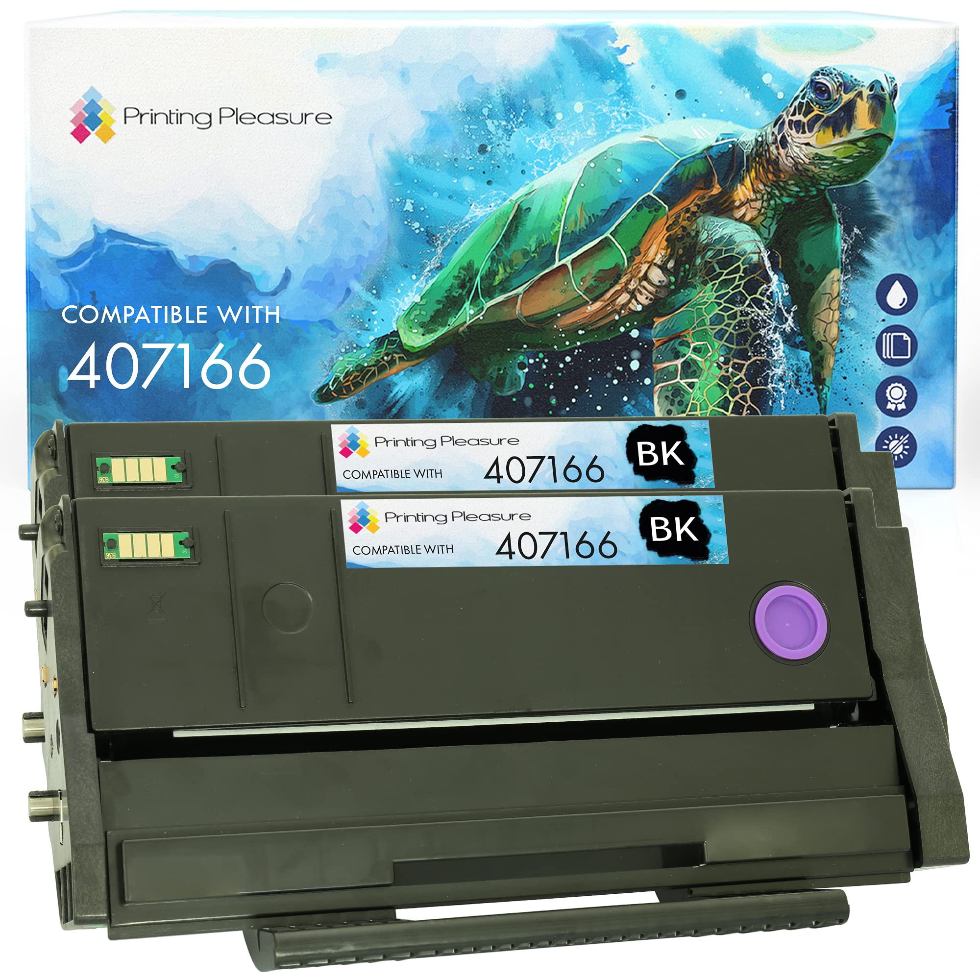 Printing Pleasure 2 Compatible Toner Cartridges for Ricoh SP-100 SP-100e SP-100SF SP-100SFe SP-100SU SP-100SUe SP-112 SP-112e SP-112SF SP-112SFe SP-112SU SP-112SUe - Black, High Yield (1,200 Pages)