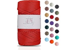 Makromecity, Polyester Macrame Cord 2mm x 125 Yards (375 feet) 2mm Polypropylene Macrame Cord Crochet Macrame Bag Cord Crafts for Wall Hangings, Bags, Underplate, Rug (1, Red)