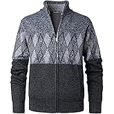 Beryielite Men's Stand Up Collar Cardigan Knitted Full Zip Sweater Long Sleeve Casual Sweatshirt