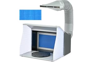 CO-Z Airbrush Spray Booth with Dual Fans & 4 LED Lihts, Folding Painting Booth with 19.5 cm Turntable, Portable Hobby Air Brush Booth with 140 cm Exhaust Hose for DIY Painting Model Craft Cake More