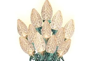 Dazzle Bright C9 Christmas String Lights, 100 LED 66 FT Waterproof Connectable Green Wire Fairy Lights, Christmas Lights for Indoor Outdoor Home Yard Xmas Tree House Decorations (Warm White)