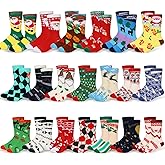 Suhine 20 Pairs Kids Christmas Socks Bulk Colorful Winter Warm Socks Cotton and Polyester Holiday Xmas Gifts for Kids Boys Girls, 4-6 Years