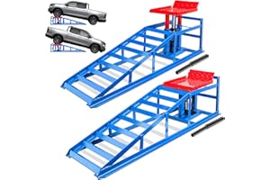 NAZANO 2PCS Hydraulic Car Ramps, 5T 11000lbs Heavy Duty Adjustable Steel Lift Ramps, Hydraulic Vehicle Ramps Lift Ramp for Oil Changes, Car Lifts for Home Garage, Vehicle Auto Garage Repair (Blue)
