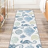 weesire Modern Coastal Nautical Ocean Beach Area Rug, Seahorse Pattern, 2x6 Feet, Seahorse Color, Runner, Polyester, Low Pile