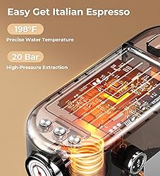 Espresso Machine with Milk Frother, 20 Bar High