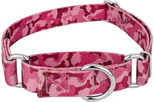 COUNTRY BROOK DESIGN Country Brook Petz - Pink Bone Camo Martingale Dog Collar - Camouflage Collection Featuring Rugged Designs (1 Inch, Medium)
