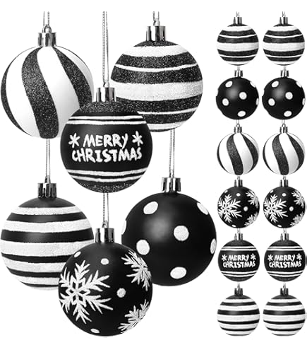 Vickerman M143877 Black & White Matte Glitter Chevron Ball Ornament 8 in