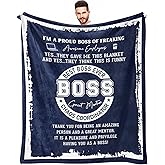 Vervehub Boss Gifts for Men Male, Boss Day Appreciation Gifts for Men, Bosses Birthday Gift for Man, Retirement/Thank You Gift for Bosses Throw Blanket 60x50 Inch