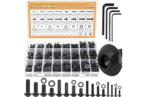 Sutemribor 815 Pieces Black M3 M4 M5 M6 Button Head Socket Cap Screws Nuts Washers Assortment Kit, Metric Screw Assortment with Hex Wrenches, 10.9 Grade Alloy Steel, Fully Threaded