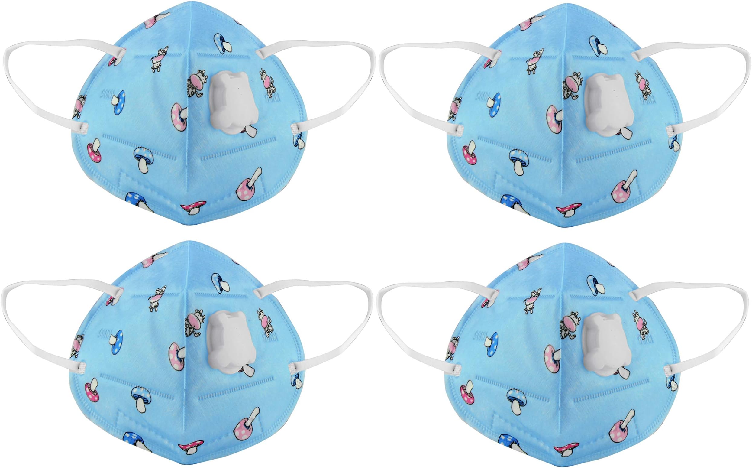 DR AIR N 95 ANTI POLLUTION REUSABLE, FOLDABLE MASK WITH VALVE FOR CHILDREN (PACK OF 4)
